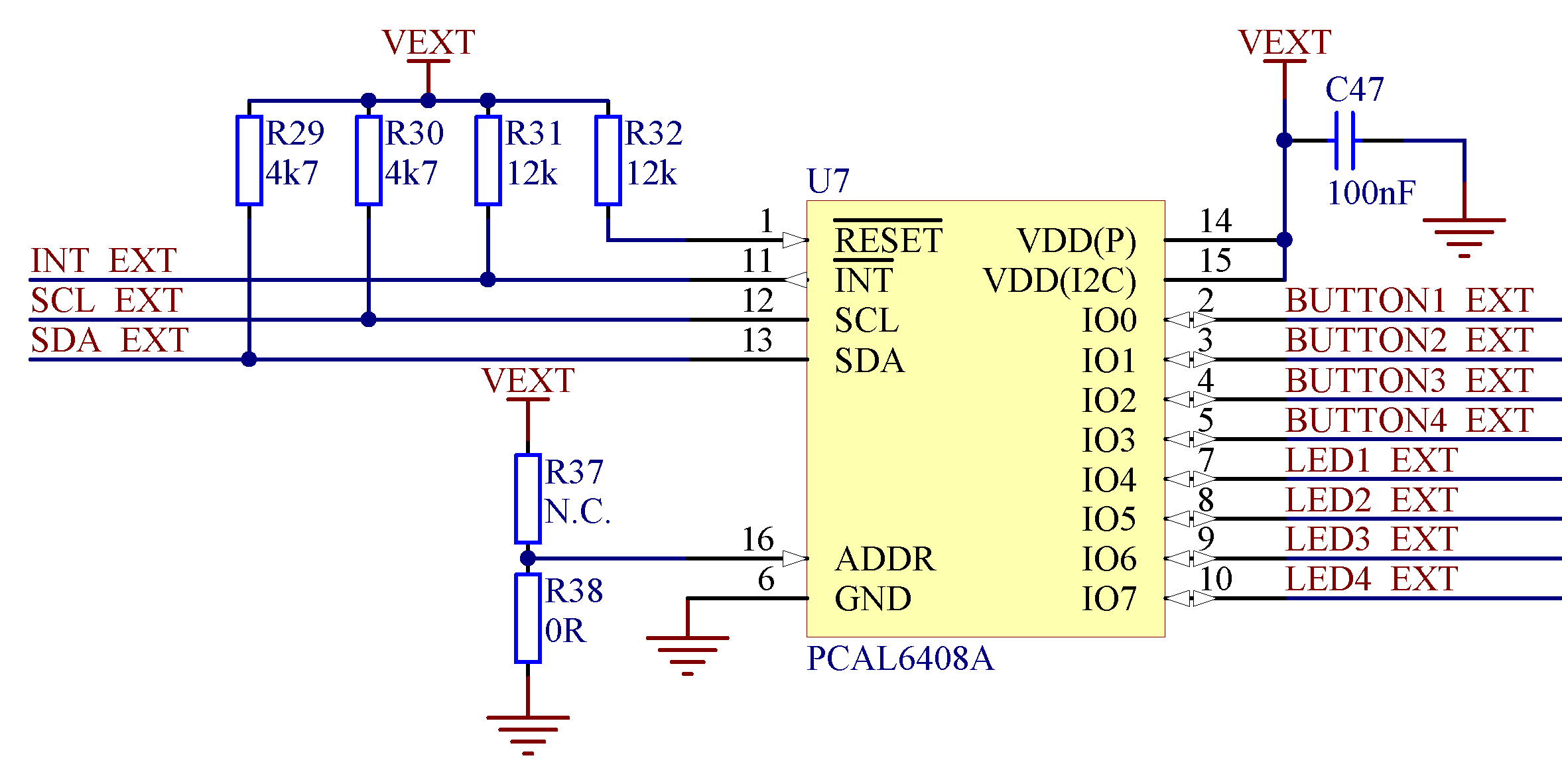 nRF52 PDK I/O expander schematic