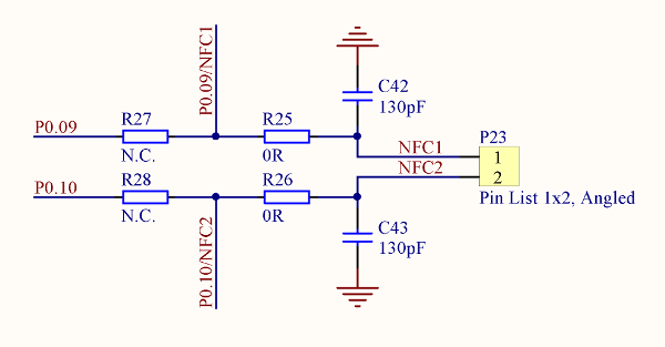 NFC input schematic on the nRF52 PDK