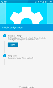 Screenshot: Initial Configuration view for scanning for a Thingy