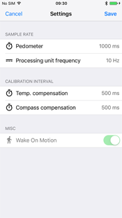 Screenshot iOS: Motion settings