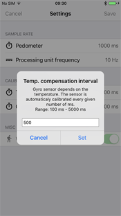 Screenshot iOS: Cancel and Set buttons